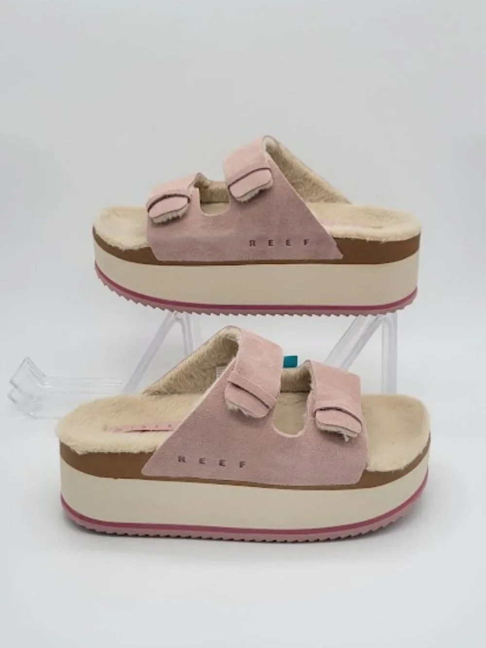 REEF Ojai Ciara Women’s pale mauve Suede Platform Slide Sandals Size 7 NWOB